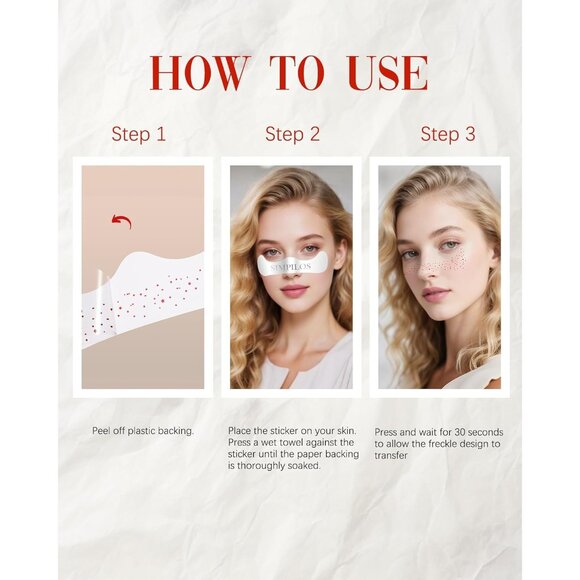 Red Faux Freckle Tattoo Stickers Temporary Natural-Look Freckles Makeup Patches - Picture 3 of 4